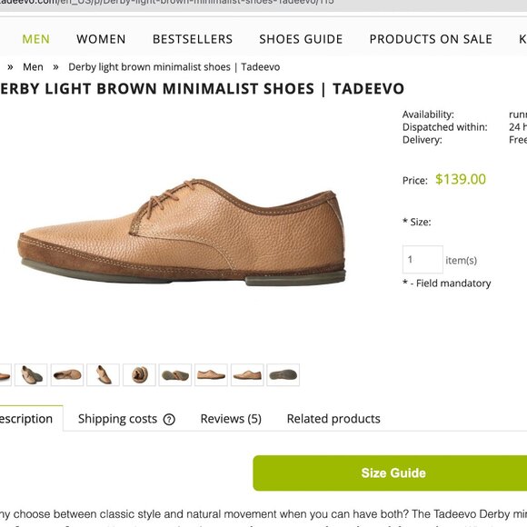 Tadeevo Light Brown Minimalist Shoes main image 5